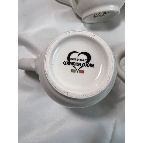 Sets/6 Ceramica Cuore Christmas Mug Red Breasted Bird & Presents Made in‎ Italy - Picture 4 of 7